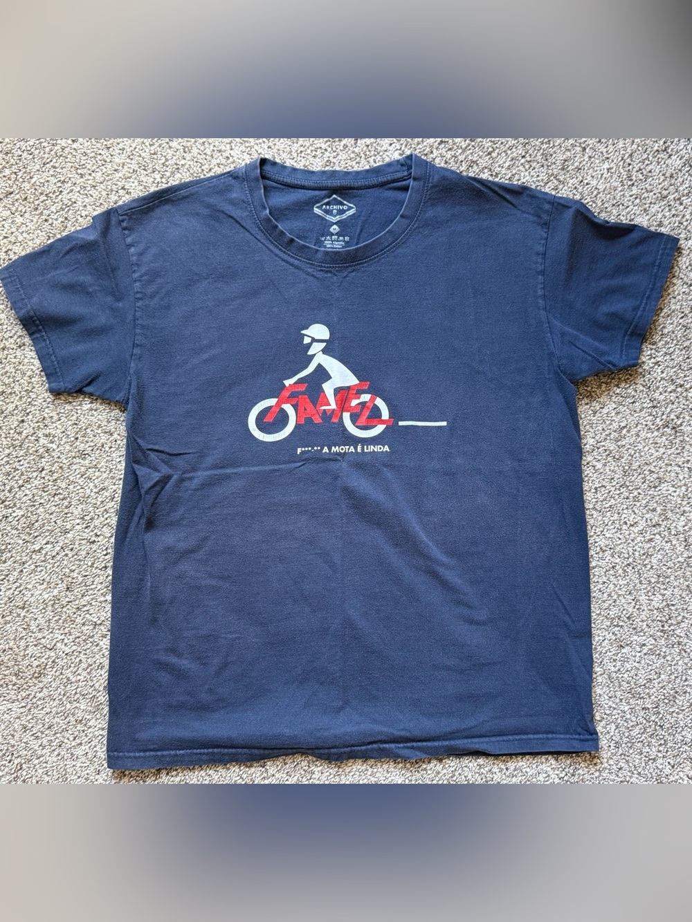 Navy Graphic Bike T-Shirt with Red & White Print